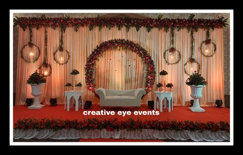 Simple Indian Engagement Decorations, Simple Flower Decoration For Engagement, Indian Wedding Stage Decoration Simple, Marriage Hall Decoration Indian, Simple Stage Decorations For Engagement At Home, Stage Decorations Engagement, Marriage Hall Decoration Indian Simple, Simple Decoration For Engagement At Home, Engagement Stage Decoration Backdrops