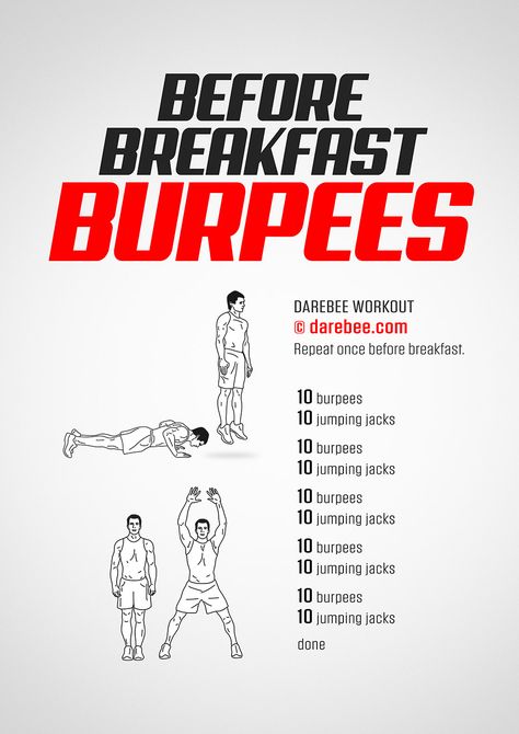 Before Breakfast Burpees Workout Burpees Workout, How To Get Ripped, Darebee Workout, Burpee Workout, Home Workout Plan, Workout Man, Weekly Workout Plans, Planet Fitness, Get Ripped