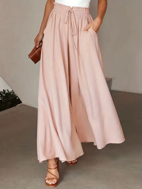 Solid Elegant Two piece Set Sleeveless Tank Top Wide Leg - Temu Loose Pants Outfit, Wide Leg Pants Casual, High Waist Wide Leg Pants, Flowy Pants, Floral Print Skirt, Pants Casual, Loose Pants, Sleeveless Tank Top, All Fashion