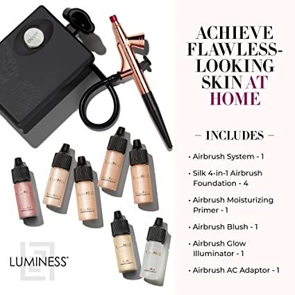 Amazon.com: Luminess Air Basic Airbrush Makeup Kit and 9-Piece Silk 4-In-1 Airbrush Foundation Starter System, Medium Coverage - Quick, Easy and Long Lasting Application - Includes Primer, Blush and Glow : Beauty & Personal Care Airbrush Makeup Kit, Cakey Makeup, High Coverage Concealer, Airbrush Foundation, It Cosmetics Foundation, Face Makeup Brush, Airbrush Makeup, Long Lasting Makeup, Makeup Brush Set