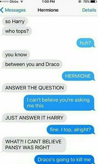 Drarry Top Harry, Bottom Draco X Harry, Drarry Top Draco, Top Draco Bottom Harry, Top Harry X Bottom Draco, Harry Potter Texts, Drarry Fanart, Funny Harry Potter Jokes, Harry Potter Memes Hilarious