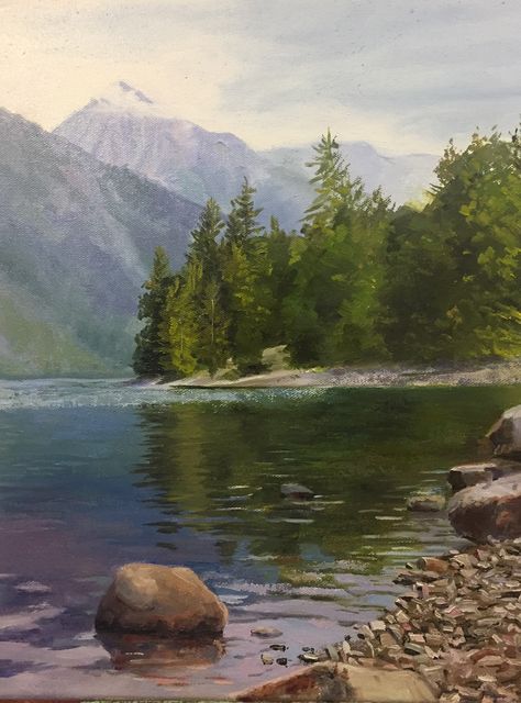 Mountain Painting Reference, Mountains Reference Photo, How To Draw Lake Water, Photo References For Drawing Landscape, Mountain Lake Landscape Painting, Lake Landscape Drawing, Lake Drawing Reference, Painting Reference Photos Landscape, Lake Reference