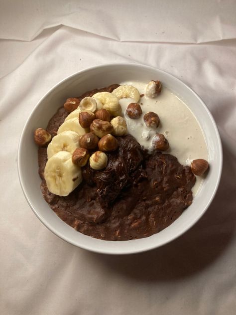 Yogurt Chocolate, Banana Yogurt, Oatmeal Recipe, Chocolate Oatmeal, Chocolate Butter, Flax Seeds, Nighty Night, Cacao Powder, Food Inspo