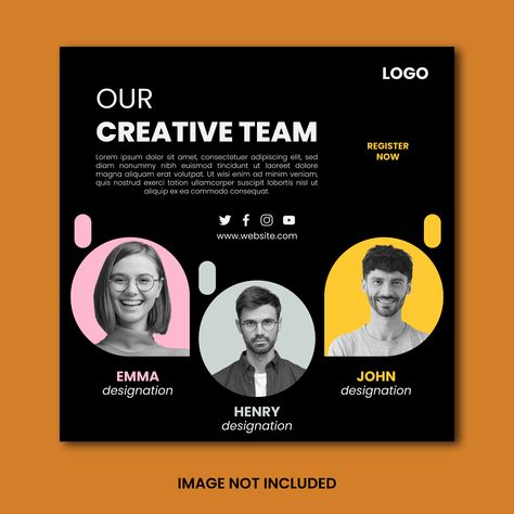 Download this Premium Vector File about Creative team social media post template, and discover more than 74 Million Professional Graphic Resources on Freepik. #freepick #creaticeteam #creativeteamsocialmediapost #teamsocialmediapost #team #marketingagencypost Team Social Media Post, Team Page Design, Freelancing Ideas, Webinar Design, Team Page, Social Media Post Template, Portfolio Ideas, Graphic Design Photoshop, Design Photoshop