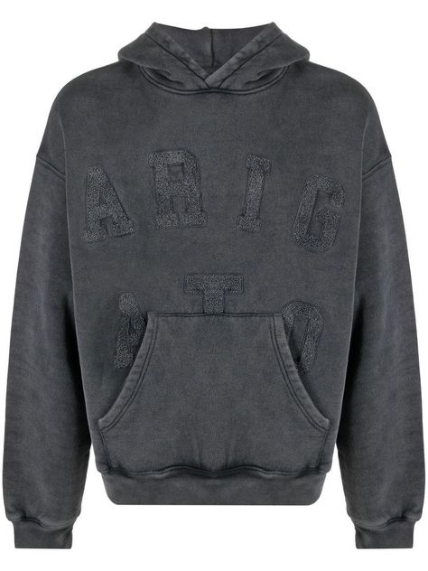 Axel Arigato Alex Arigato, Designer Hoodies, Axel Arigato, Grey Cotton, Grey Hoodie, Charcoal Grey, Black Sweaters, Drop Shoulder, Pocket Pouch