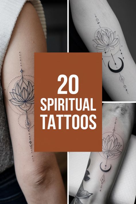 20 spiritual lotus flower and crescent moon tattoos on arms. Hamsa Tattoo With Lotus, Lotus Tattoos For Men, Tattoo Ideas Female Strength Symbols, Tattoo Ideas Meaning Growth, Small Tattoos That Represent Healing, Mystical Tattoo Sleeve, Spiritual Moon Tattoos, Tattoos About Healing Strength, Spirituality Tattoos For Women