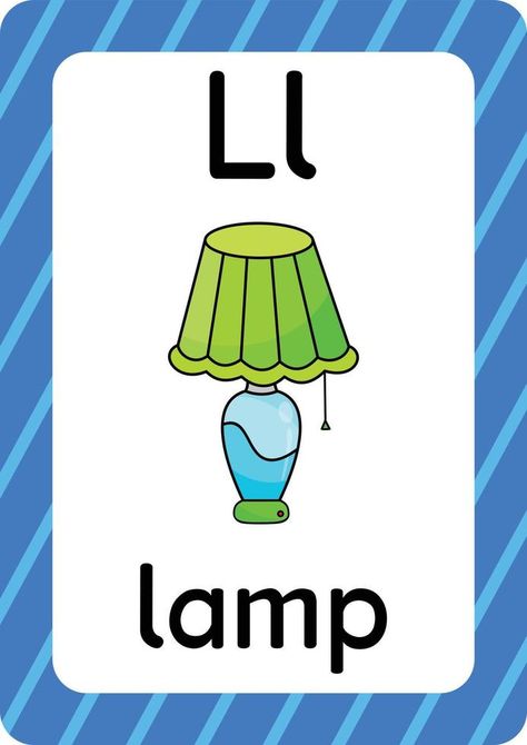 Lamp Cartoon, Lamp Vector, Busy Binder, Abc Flashcards, Jolly Phonics, Printable Flash Cards, Alphabet Cards, Alphabet Flashcards, Flash Card