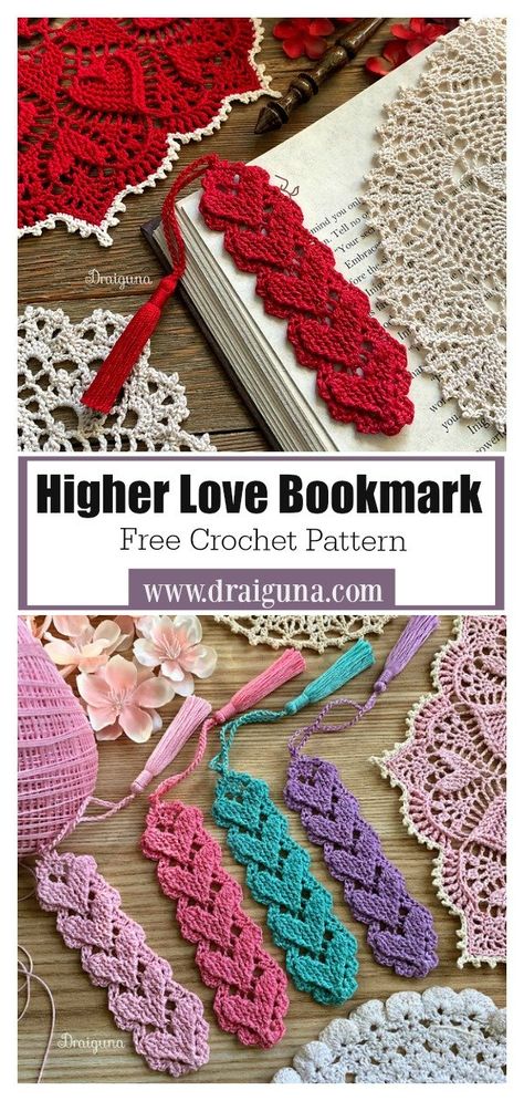 Higher Love Bookmark Free Crochet Pattern #freecrochetpattern #crochetpattern #heartpattern #bookmarkpattern Crochet Bookmarks Free Patterns, Easy Crochet Bookmarks, Bookmarks Ideas, Marque-pages Au Crochet, Crochet Bookmark Pattern, Heart Bookmark, Crochet Bookmarks, Haken Baby, Crochet Motifs