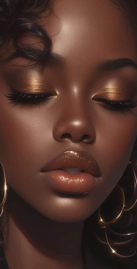 Black Queen Makeup, African Makeup, Goddess Makeup, Gold Makeup Looks, Lip Art Makeup, Makeup For Black Skin, Queen Makeup, Golden Goddess, Hot Makeup