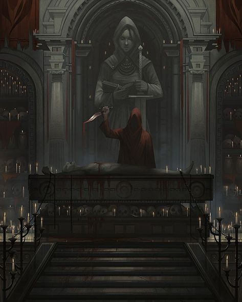 Ritual Sacrifice Fantasy Art, Fantasy Execution Art, Sacrifice Aesthetic Dark, Ritual Concept Art, Altar Fantasy Art, Fantasy Altar, Sacrifice Altar, Dark Altar, Sacrifice Aesthetic