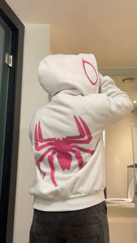 Spiderman Things, Hoddies Outfits, Spiderman Hoodie, Spiderman Outfit, Spiderman Gifts, Spider Design, Easy Diy Room Decor, Tshirt Design Inspiration, Pink Jacket