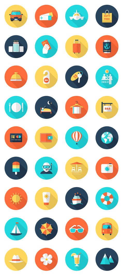 Flat Design Icon, Icon Design Inspiration, Flat Design Icons, Icon Sets, Flat Icons Set, Holiday Icon, Travel Icon, Flat Icons, Web Icons