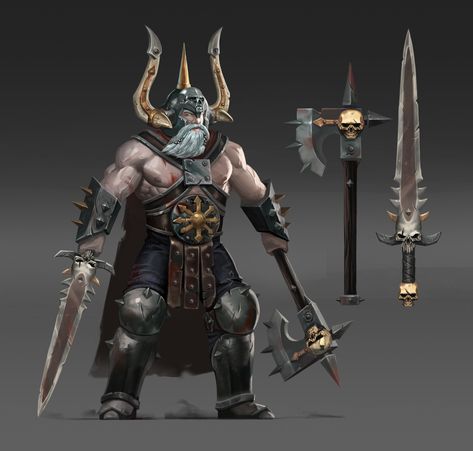 Norsca marauder , Pavel Popov Norsca Warhammer, Warhammer Norsca, 40k Art, Warhammer 40k Art, Fantasy Battle, Warhammer Fantasy, Armor Concept, Character Ideas, The Marauders