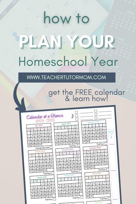 Get a free 2024-2025 Homeschool Year planning calendar and learn how to plan out your homeschool year. Free Homeschool Planner, Homeschool Schedule Printable, Mom Productivity, Homeschool Tools, Homeschool Calendar, Year Planning, Homeschool Lesson Plans, Planning Calendar, Curriculum Mapping