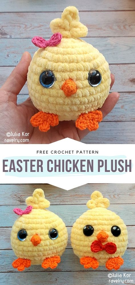 Easter Crochet Patterns Free, Crochet Easter Basket, Chicken Pattern, Crochet Chicken, Easter Crochet Patterns, Crochet Animals Free Patterns, Easter Chick, Crochet Amigurumi Free Patterns, Crochet Amigurumi Free