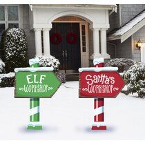 Wayfair | Outdoor Holiday Decorations You'll Love in 2021 Christmas Decor For Driveway Gates, Christmas Yard Cutouts Wood Patterns, Plywood Yard Decorations, Santa's Workshop Sign, Christmas Yard Signs, Elf Workshop, Outdoor Santa, Ideas Decoracion Navidad, Santa Workshop