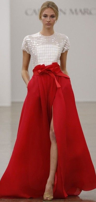 red and white runway fashion ♥✤ | Keep the Glamour | BeStayBeautiful Mode Chanel, Carmen Marc Valvo, فستان سهرة, Red Skirt, Moda Vintage, Gorgeous Gowns, Mode Inspiration, Looks Style, Beautiful Gowns