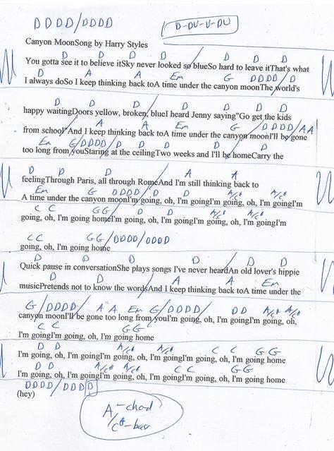 Canyon Moon (Harry Styles) Guitar Chord Chart - Double Time ;) Harry Styles Guitar Chords, Rises The Moon Liana Flores Guitar Chords, Harry Styles Guitar, Still With You Jungkook Guitar Chords, Here Comes The Sun Ukulele Chords, Moon Guitar, Fly Me To The Moon Guitar Chords, Bass Notes, Canyon Moon