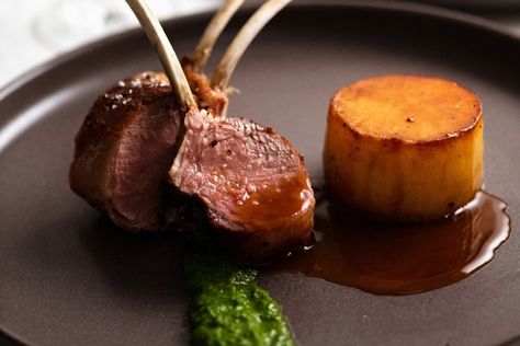 RecipeTin Eats’ lamb cutlets with fondant potato, jus and salsa verde Lamb Cutlets Recipe, Lamb Cutlets, Fondant Potatoes, Cranberry Jelly, Berry Trifle, Y Image, Trifle Dish, Recipetin Eats, Sugar Snap Peas