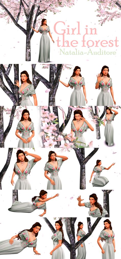 Girl in the forest | Natalia-Auditore on Patreon Simstagram Poses, Witch Poses, Natalia Auditore, Sims4 Pose, Sims Poses, Ts4 Poses, Sims Stories, 4 Poses, Sims 4 Cc Kids Clothing