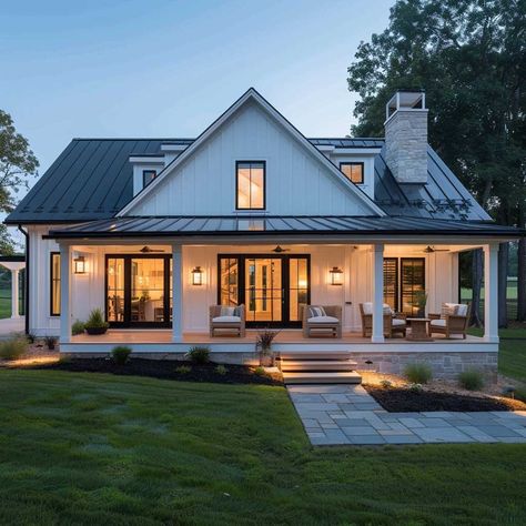 3+ Single Story Modern Farmhouse Exterior Elements for a Chic Country Home • 333+ Inspiring Lifestyle Ideas Single Story Modern Farmhouse, Single Story Farmhouse, Inspiring Lifestyle, White Siding, Modern Country Style, Minimalist Garden, Modern Farmhouse Design, Modern Farmhouse Exterior, Country Homes