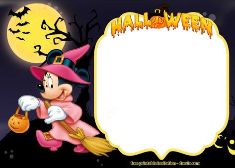 Minnie Mouse Halloween Invitations, Disney Halloween Invitations, Disney Halloween Parties, Halloween Invitation Template, Birthday Party Invitations Free, Halloween Birthday Party Invitations, Halloween Class Party, Minnie Mouse Halloween, Halloween Is Coming