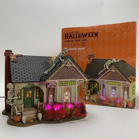 Skeleton House, Dept 56 Halloween, Snow Village, The Skeleton, Dept 56, Village Houses, Holiday Ideas, Trick Or Treat, Skeleton