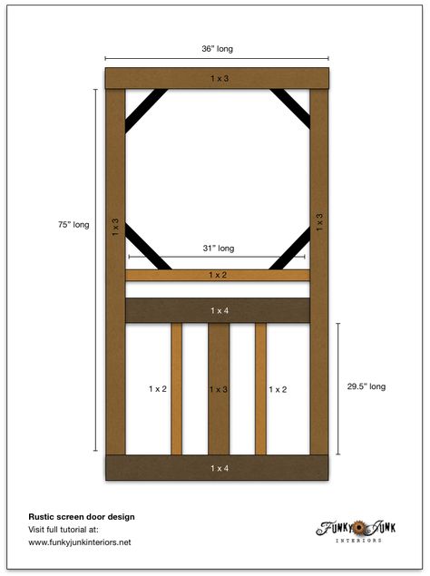 Learn how to build this charming rustic screen door from scratch! Features pet screen material, plus how to use a Kreg Jig. Click for full tutorial and video. #building #screendoor #curbappeal #frontdoors #kregjig Rustic Screen Door, Screen Door Design, Screen Door Ideas, Screen Door Projects, Cottage Build, Wood Screen Door, Wooden Screen Door, Washington House, Diy Screen Door