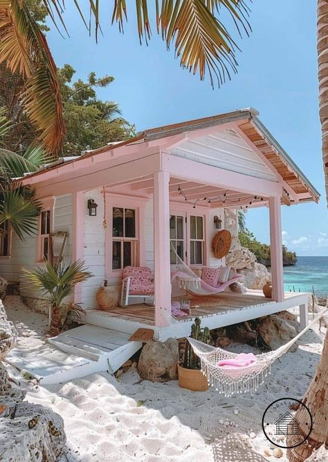 White Sand Aesthetic, Sand Aesthetic, Home Relaxing, Dream Life House, Dream Beach Houses, Casas The Sims 4, Aesthetic Life, Pink House, Dream House Rooms