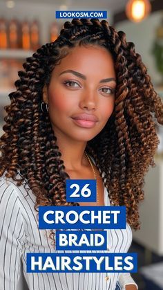 Protective Styles For Natural Hair Crochet, Long Crochet Braid Styles, Invisible Crochet Hair, Crotchet Braids Pattern Hair, Crotchet Braids Styles Hairstyles, Crochet Braid Styles Curls, Crochet Hair Patterns, Crochet Updo Hairstyles, Half Braid Half Crochet Hairstyles