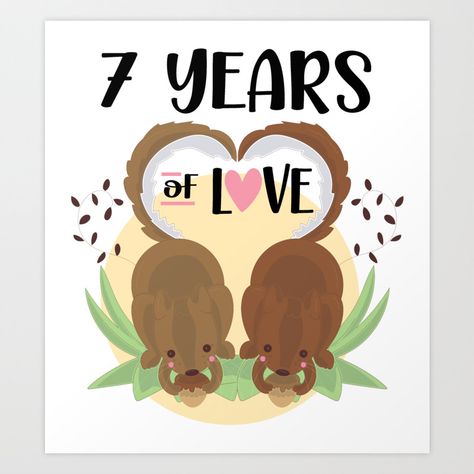 7 Years of Marriage Couple 7th Anniversary Art Print by CuteTrendyFinds Marriage Couple, Anniversary Art, Print Advertisement, 7th Anniversary, Abstract Prints, Wall Prints, Independent Artist, Art Print, Wall Decor