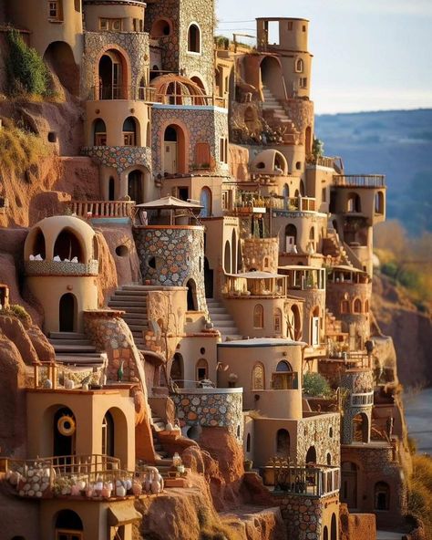 Canyon City, African House, Architecture Design Concept, Fantasy House, Fantasy City, Fantasy Setting, Fantasy Places, Unique Architecture, Ancient Architecture