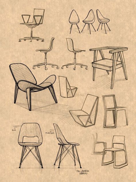 Table Sketch, Interior Design Sketchbook, Drawing Furniture, Chair Drawing, Furniture Sketch, Furniture Design Sketches, Drawing Interior, Interior Architecture Drawing, Interior Design Drawings