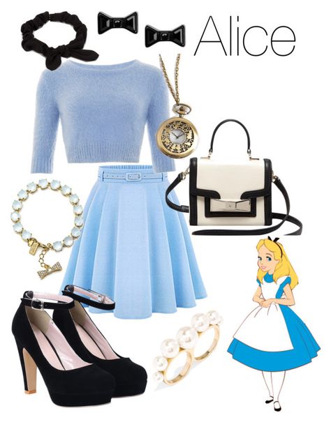 "Alice" by lauren-e-carroll ❤ liked on Polyvore featuring WithChic, Kate Spade, NLY Accessories, Marc by Marc Jacobs, BaubleBar, women's clothing, women, female, woman and misses Alice In Wonderland Outfit Ideas Modern, Alice Inspired Outfits, Alice Disneybound, Disney Inspired Dresses, Alice Disney, Wonderland Outfit, Wonderland Fashion, Alice In Wonderland Outfit, Disney Character Outfits