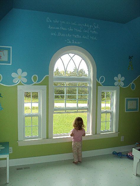 Green Playroom, Toy Rooms, Big Girl Rooms, Kids Playroom, Kid Spaces, Kids' Room, Wall Paint, Kids Decor, New Room