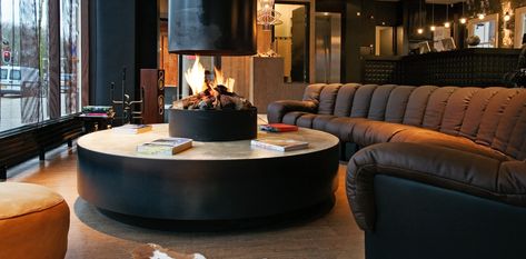 Hotel V | Hotel V Frederiksplein***, Amsterdam - OFFICIAL SITE -… Circle Fireplace, Boutique Hotel Amsterdam, Hotels In Amsterdam, Circle Sofa, Pole Barn Homes, Loft Apartment, Large Sofa, Fireplace Design, Hotel Design