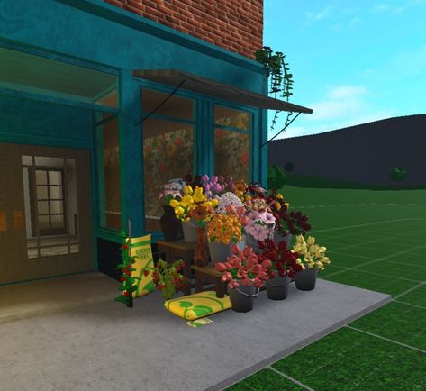 Flower Shop In Bloxburg, Flower Store Bloxburg, Daniel Perkins Bloxburg, Bloxburg Flower Stand, Convience Store Bloxburg, Bloxburg Flower Shop Ideas Interior, Farmers Market Bloxburg, Bloxburg Poor House, Bloxburg Flowershop