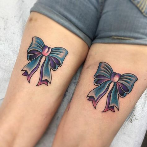 Bow tattoo Bow Tie Tattoo, Pink Bow Tattoos, Lace Bow Tattoos, Bow Tattoos, Tattoo Lace, Bow Tattoo Designs, Cute Thigh Tattoos, Ankle Bracelet Tattoo, Band Tattoos