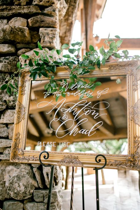 Image 2 Gold Mirror Sign Wedding, Gold Welcome Mirror Wedding, Gold Mirror Wedding Welcome Sign, Welcome To Our Wedding Sign Gold Mirror, Welcome Sign Calligraphy, Mirror Calligraphy, Calligraphy Welcome Sign, Mirror Gold Frame, Mirror Welcome Sign