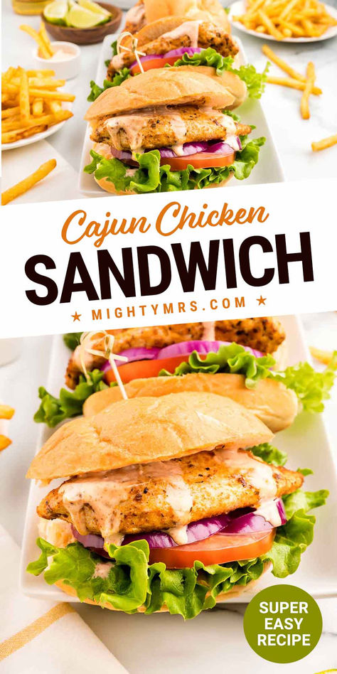 Cajun Chicken Sandwich with Aioli Cajun Aioli, Cajun Chicken Sandwich, Cajun Chicken Burger, Grilled Chicken Sandwich, Perfect Sandwich, Aioli Sauce, Chicken Sandwich Recipes, Sandwich Spread, Easy Chicken Dinner Recipes