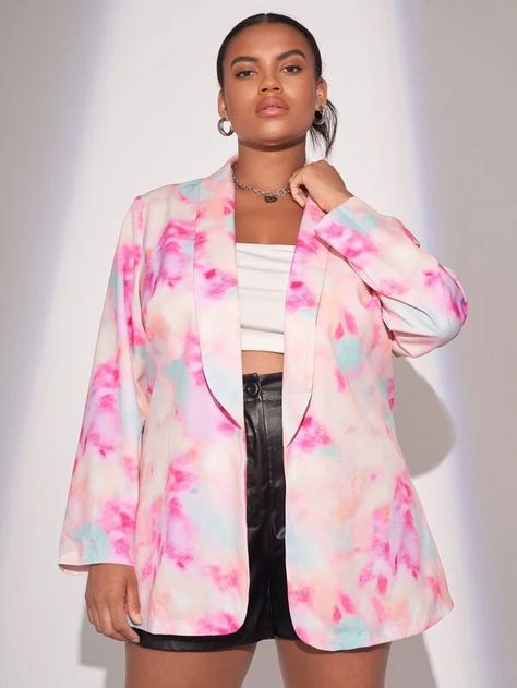 Tie Dye Blazer, Plus Size Blazers, Plus Size Suits, Plus Size Blazer, Fall Plus Size, Fashion Curvy, Stylish Work Outfits, Curvy Fashion, Shawl Collar