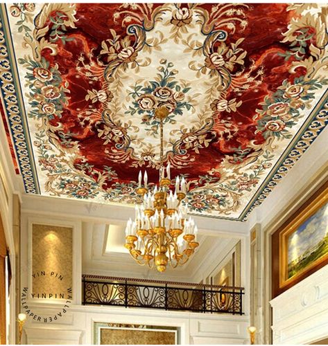 Customized European Pattern Ceiling For Roof Decoration 3d Wallpaper - Buy Wallpaper For Roof Decoration,Wallpaper Murals Wallpaper,3d Wall Murals Wallpaper Product on Alibaba.com Roof Wallpapers For Room, Wallpaper Roof Ceilings, Roof Wallpapers, Rococo Ceiling, Roof Pattern, Interior Millwork, Pattern Ceiling, Classic House Interior Design, 3d Wallpaper Ceiling