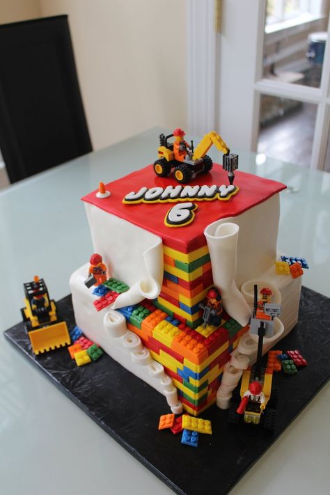 Lego Construction  on Cake Central Lego Torte, Cake Lego, Lego Themed Party, Lego Birthday Cake, 5th Birthday Cake, Lego Cake, Lego Birthday Party, Cake Central, Lego Construction