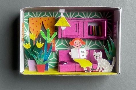 Matchbox Diorama Ideas, Diorama Art, Living In Germany, Matchbox Crafts, Miniature Diorama, Matchbox Art, Paper Art Craft, Book Projects, Paper Sculpture