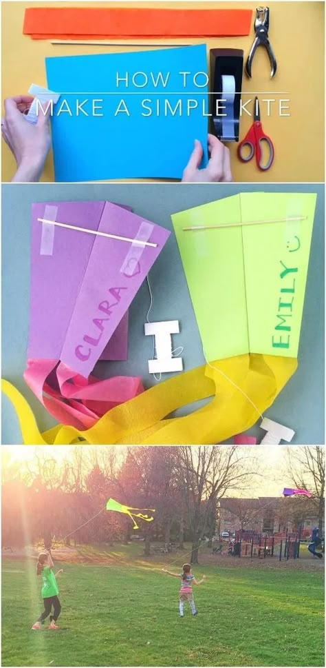 Kite Crafts, Diy Kite, Kites Craft, Kites For Kids, Kite Making, Spring Crafts For Kids, Spring Kids, Crafts For Kids To Make, Spring Activities