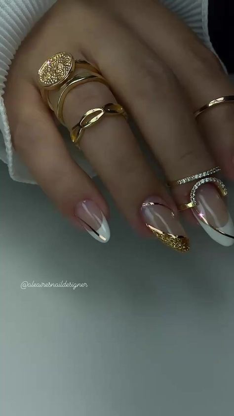 Facebook Nails Videos, Silver Nails, Gold Nails, Please Subscribe, Cool Gifs, Silver Gold, Nail Designs, Nail Polish, Nail Art