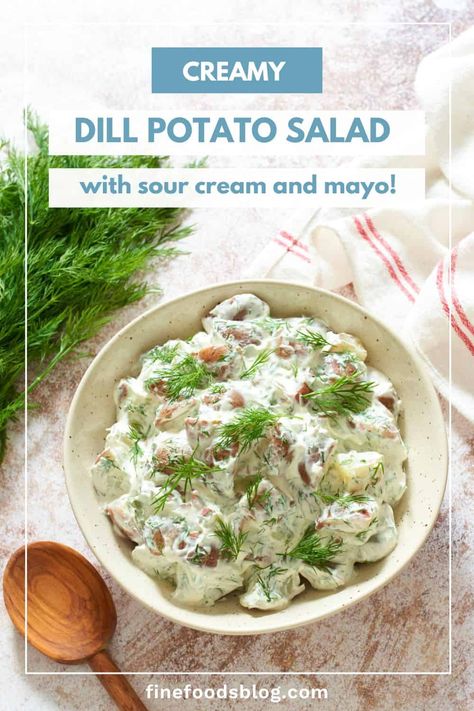 Dill Potato Salad Recipe Dill Potato Salad Recipe, Dill Potato Salad, Potato Salad With Apples, Dill Potato, Cold Side Dishes, Potato Salad Dill, Dill Potatoes, Red Potato Salad, Creamy Salad Dressing