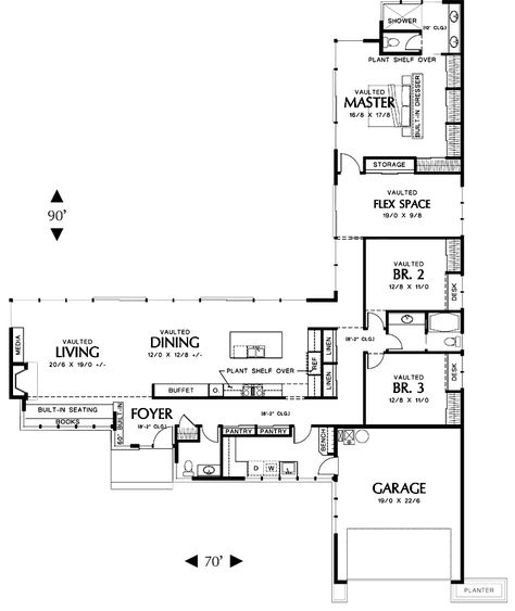 L Shaped Ranch, L Shaped House Plans, L Shaped House, Flex Space, California Ranch, Ranch Style House Plans, Garage House Plans, Passive Solar, Passive House