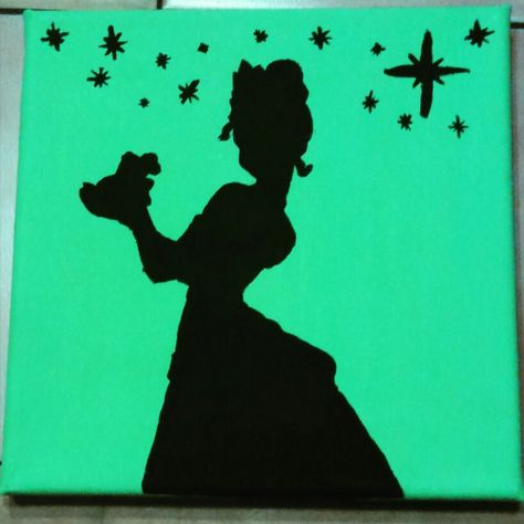 The 2nd completed Disney canvas for my niece. The Princess and the Frog. Princess And The Frog Painting Ideas, Princess And The Frog Painting Canvas, Princess And The Frog Painting, Frog Bedroom, Disney Painting, Prince Drawing, Disney Silhouette Art, Frog Painting, Princess Canvas