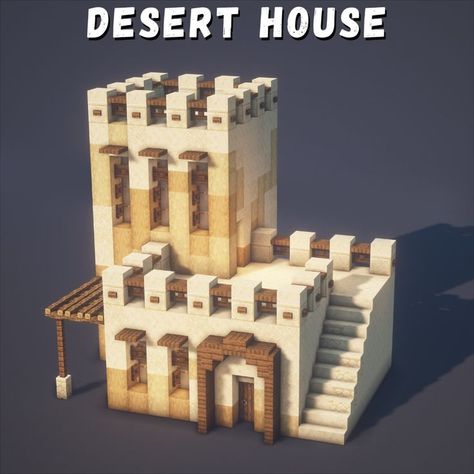 Desert house in Minecraft! Check out the tutorial on my YouTube! Desert Nether Portal, Minecraft Desert Village Ideas, Minecraft Acacia Village, Minecraft Desert Village Remodel, Mesa House Minecraft, Minecraft Mesa Build, Desert Village Minecraft, Minecraft Desert Village, Minecraft Desert Builds